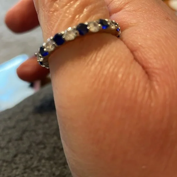 Sapphire and clear eternity ring Size 10 - Picture 5 of 8